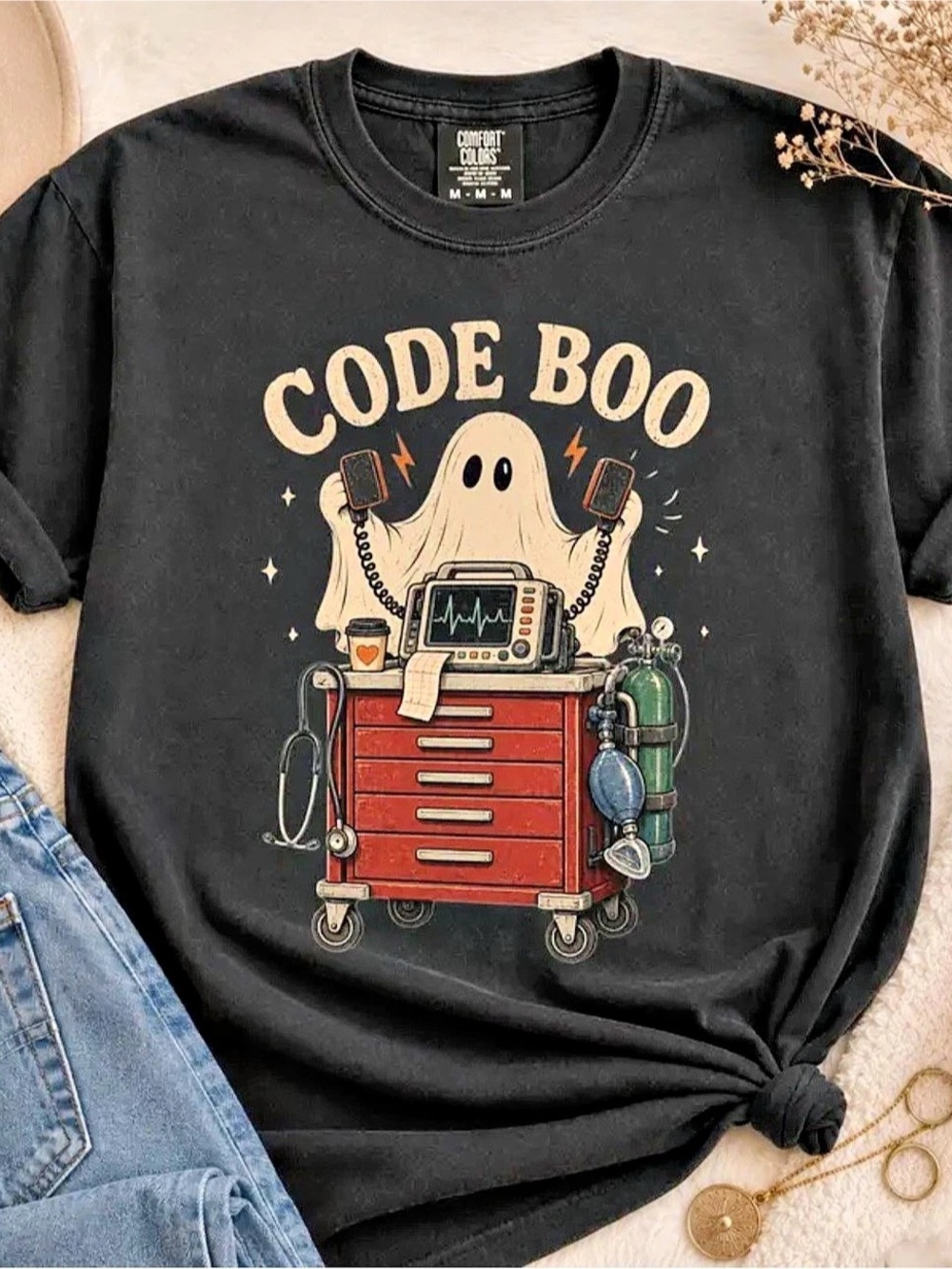 Comfort Colors Ghost Graphic Tee Black, Gift For Her, For Him
